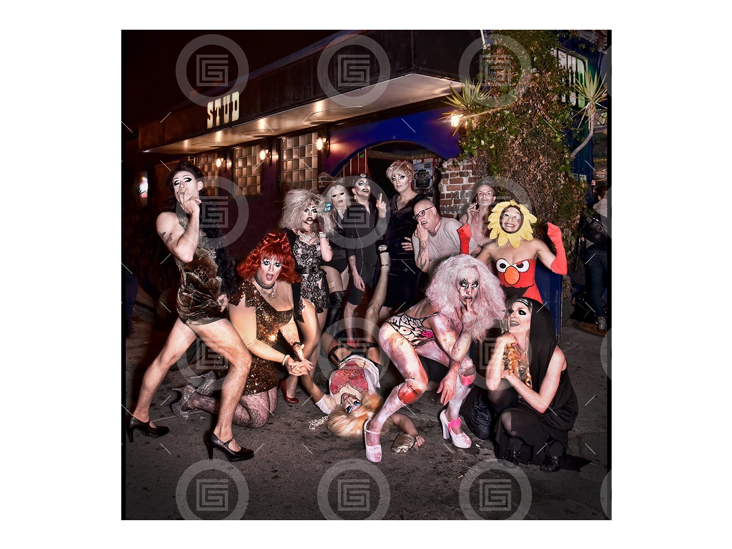 One night only at the Stud. L-R: Terri Twaught Waffle, Sugah Betes, Unknown, Voodonna Black, Mama Celeste, Sue Casa, VivvyAnne ForeverMORE, Phatima Rude, Raya Light, Glamamore (David More) Barbara Liu, Laundra Tyme