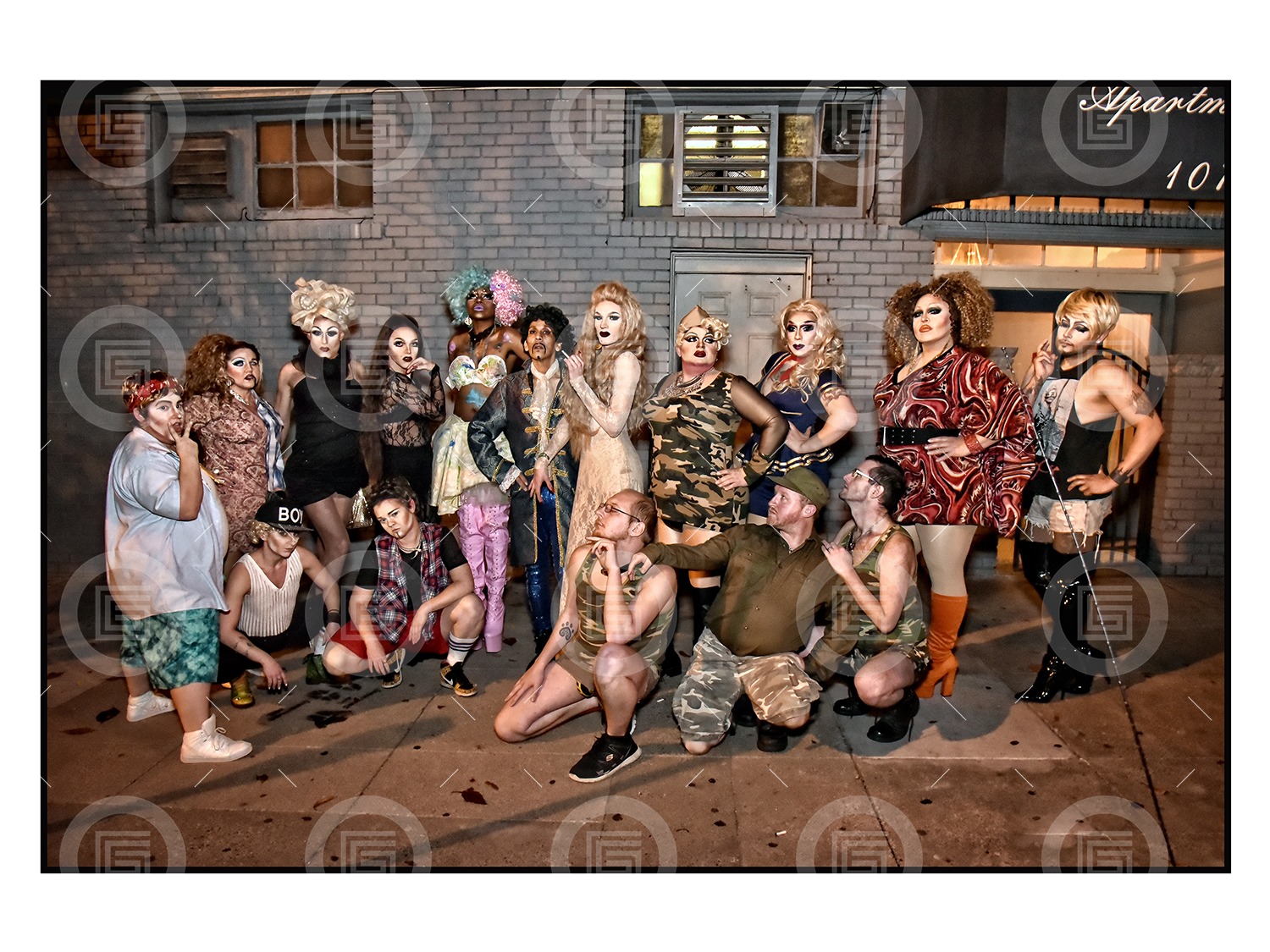 L-R: Mason Dixon Jars, Miss Shugana, Gia Maica, Terri Twaught Waffle, Linden Linty, Scarlett Letters, KaiKai Bee Michaels, U-Phoria, Laundra Tyme, Shado Growles, Bearonce Growles, Unknown, Matt Welch, Amy Bathhouse, Landa Lakes, Unknown